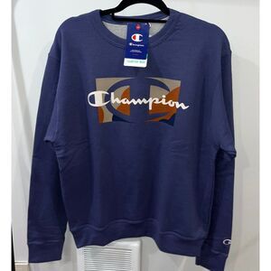 NWT Champion Blue Graphic Logo Crewneck Sweatshirt